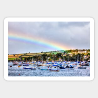 Rainbow Over Falmouth Marina Harbor, Cornwall, UK Sticker